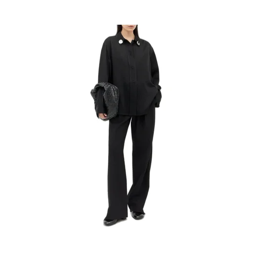 Jil Sander Detachable Jewel Clip Detailed Satin Shirt
