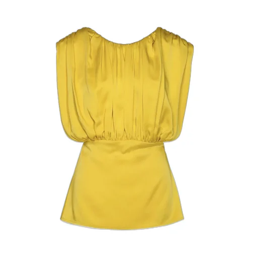 Jil Sander Gathered V-Back Satin Top