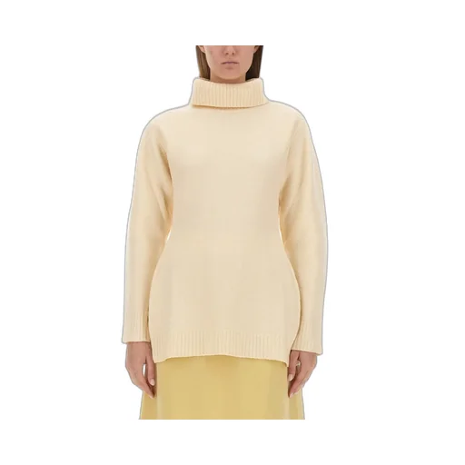 Jil Sander Back Cut-Out Turtleneck Knit Sweater