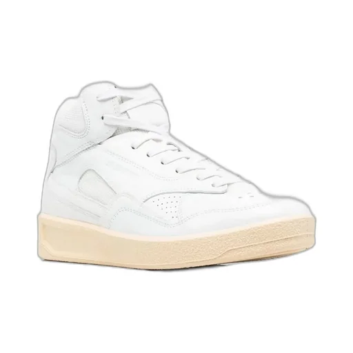 Jil Sander Logo Embossed Mid-Top Sneakers