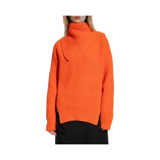 Jil Sander Foldover Neck Ribbed-Knit Jumper