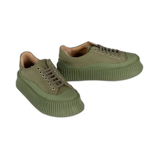 Jil Sander Round Toe Lace-Up Sneakers
