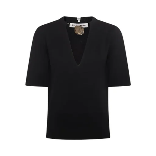 Jil Sander V-Neck Short-Sleeved Knitted Top
