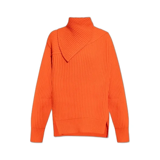Jil Sander Foldover Neck Ribbed-Knit Jumper
