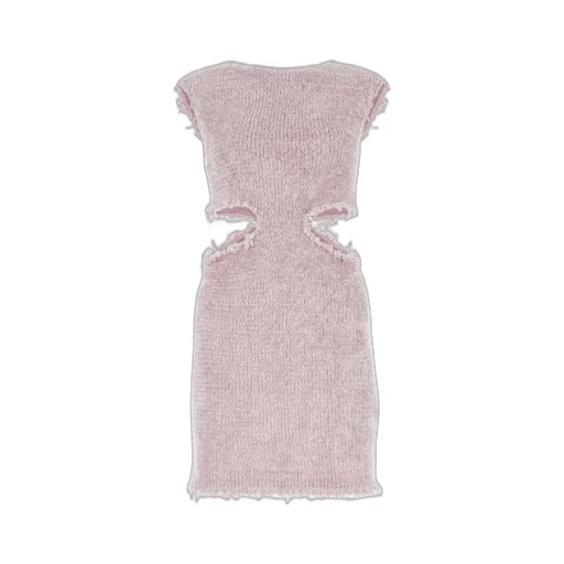 Jil Sander Cut Out Detailed Frayed Knitted Mini Dress