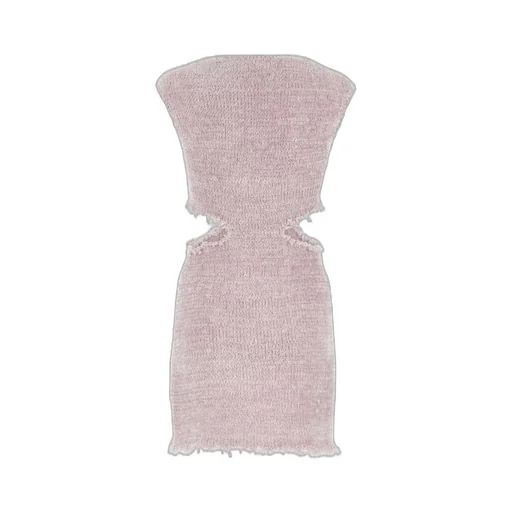 Jil Sander Cut Out Detailed Frayed Knitted Mini Dress