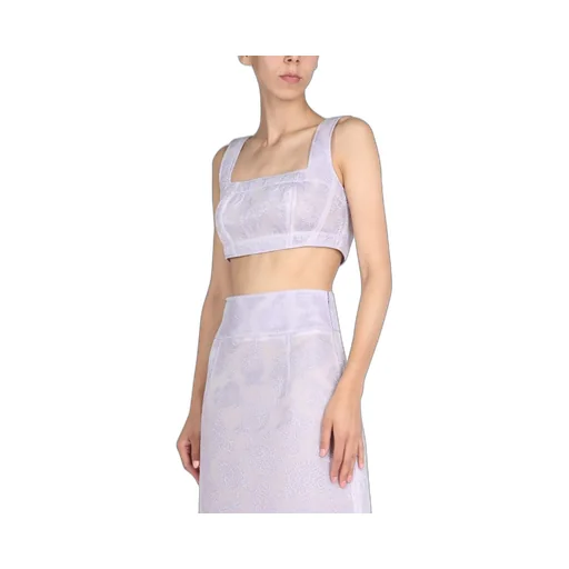 Jil Sander Paisley Print Sleeveless Cropped Top