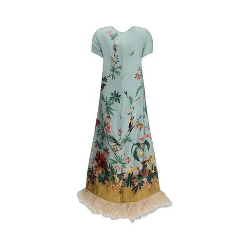 La Doublej Swing Feather-Trim Dress