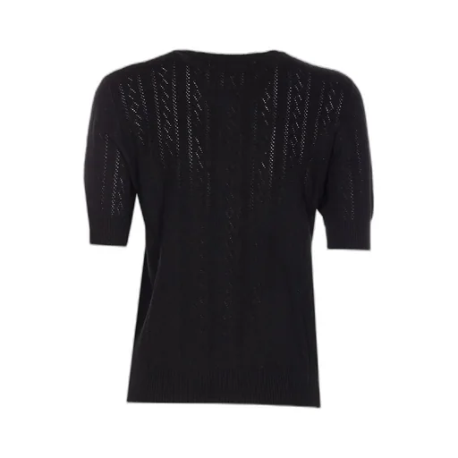 Lisa Yang Nika Pointelle Short-Sleeve Sweater