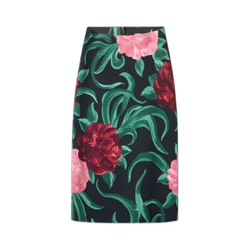 La Doublej Peony Print Pencil Skirt