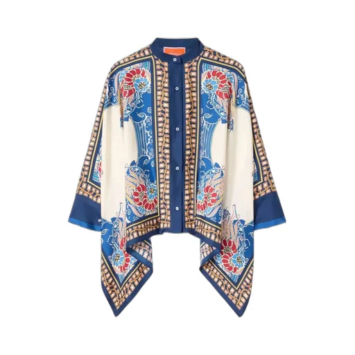 La Doublej Foulard Printed Silk Shirt Top
