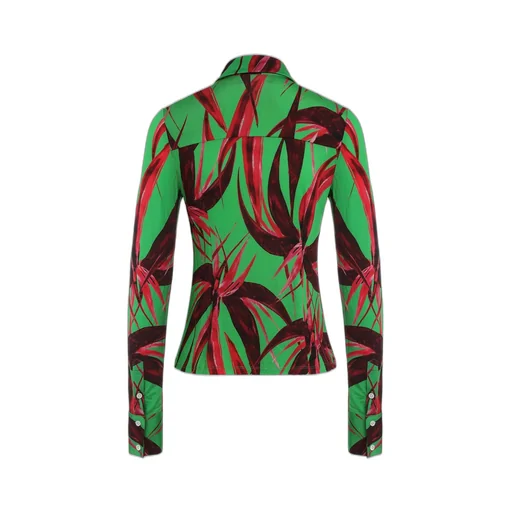 Louisa Ballou Graphic Print Button Blouse