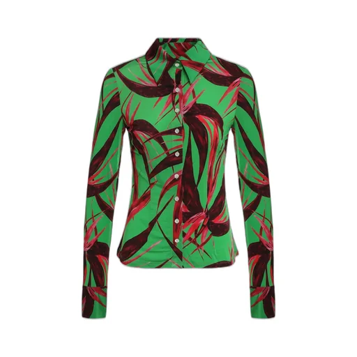 Louisa Ballou Graphic Print Button Blouse