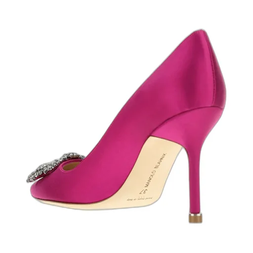 Manolo Blahnik Hangisi Embellished Satin Pumps