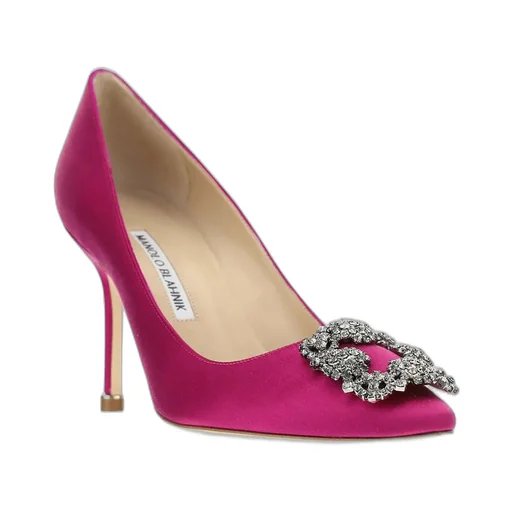Manolo Blahnik Hangisi Embellished Satin Pumps