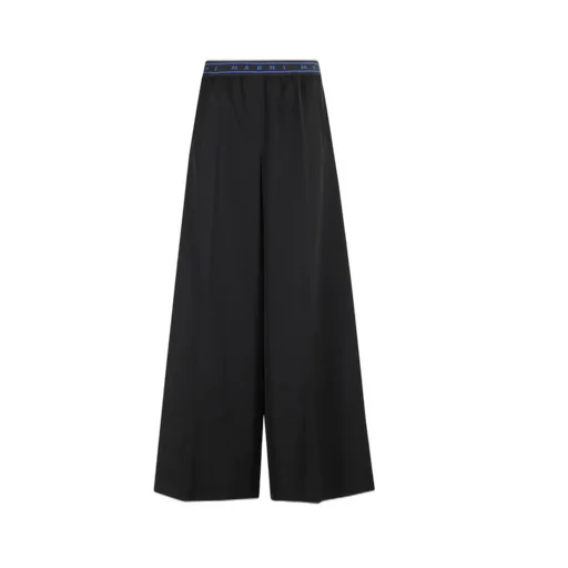 Marni Logo Waistband Wide-Leg Trousers