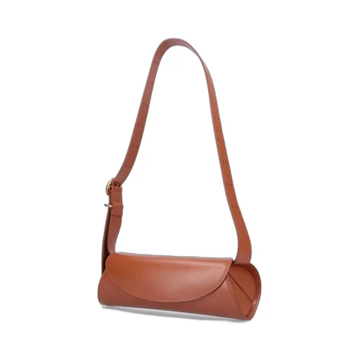 Jil Sander Cannolo Logo Embossed Small Shoulder Bag