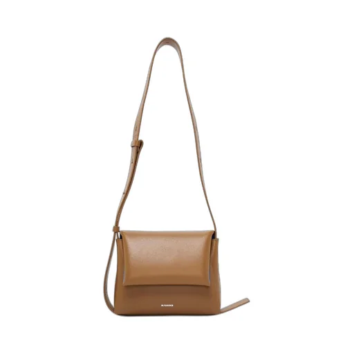 Jil Sander Logo-Printed Foldover Top Shoulder Bag