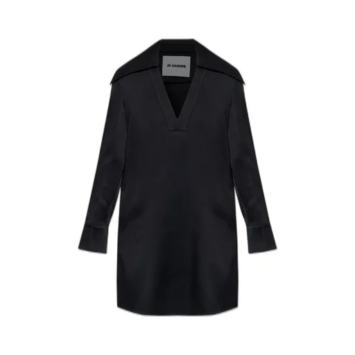 Jil Sander Long Sleeve V-Neck Dress