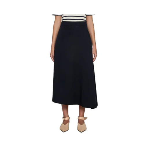 Jil Sander Asymmetric-Hem High Waist Midi Skirt