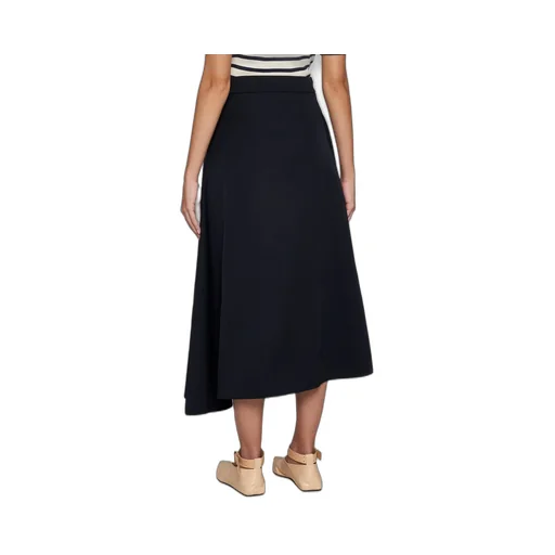 Jil Sander Asymmetric-Hem High Waist Midi Skirt