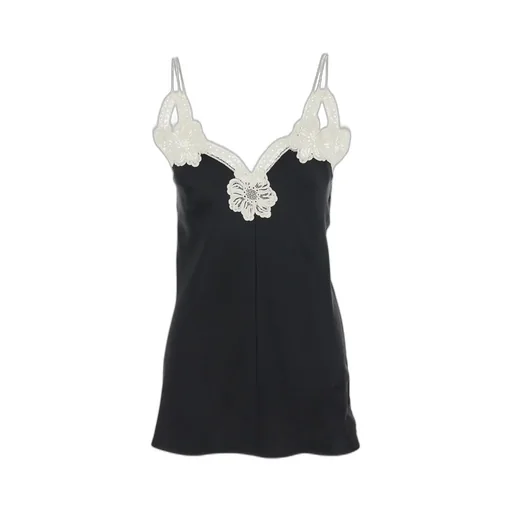 Jil Sander Floral-Embroidered V-Neck Top