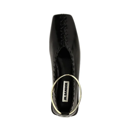 Jil Sander Ring-Detailed Stitching Ballet Flats