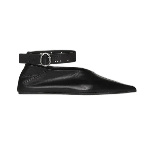 Jil Sander Buckle Ankle Pointed-Toe Flats