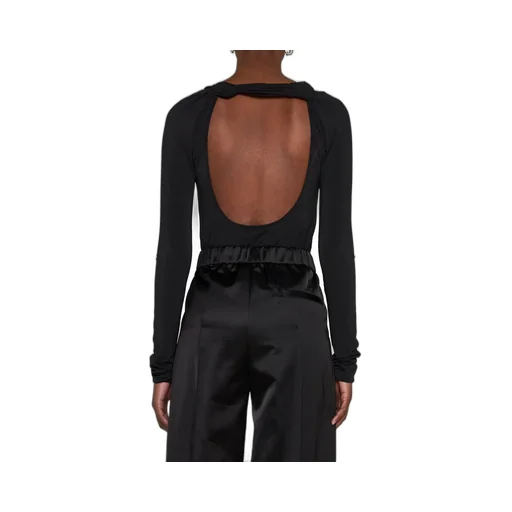 Jil Sander Open-Back Long-Sleeved Crewneck Bodysuit