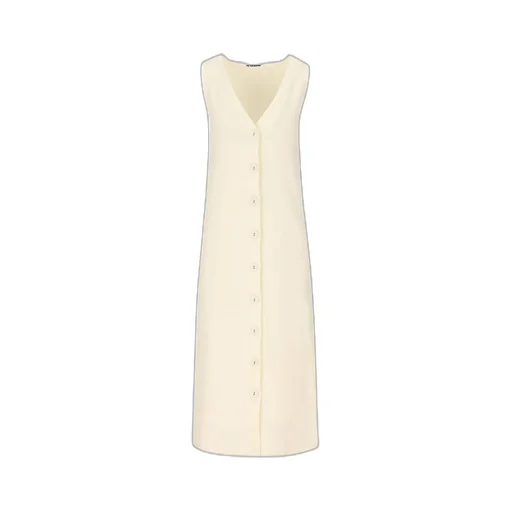 Jil Sander V-Neck Buttoned Ribbed Midi Dress