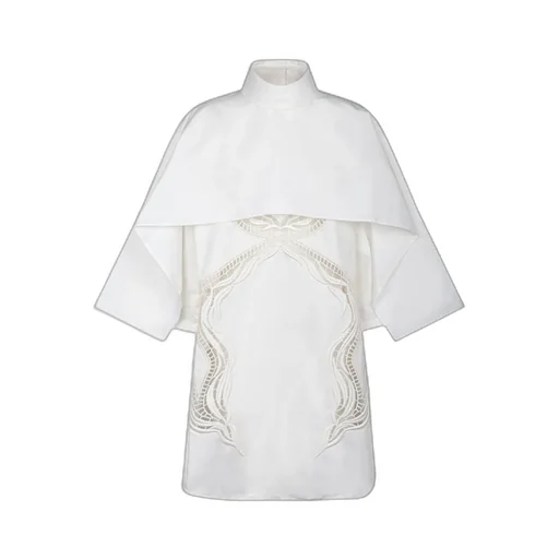 Jil Sander Lace Detailed Curved Hem Cape Top