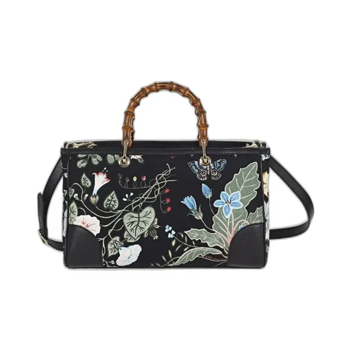 Gucci Flora Knight Print Bamboo Strapped Tote Bag
