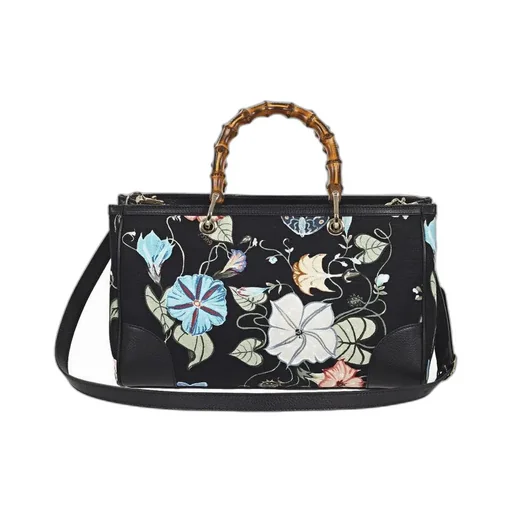 Gucci Flora Knight Print Bamboo Strapped Tote Bag