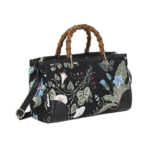 Gucci Flora Knight Print Bamboo Strapped Tote Bag