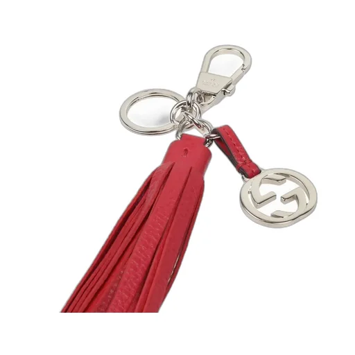 Gucci Logo Plaque Tassel Charm Keyring