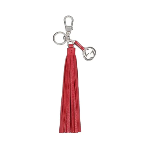Gucci Logo Plaque Tassel Charm Keyring