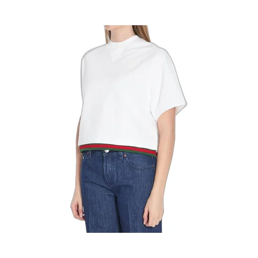 Gucci Web Detailed Cropped Jersey Top