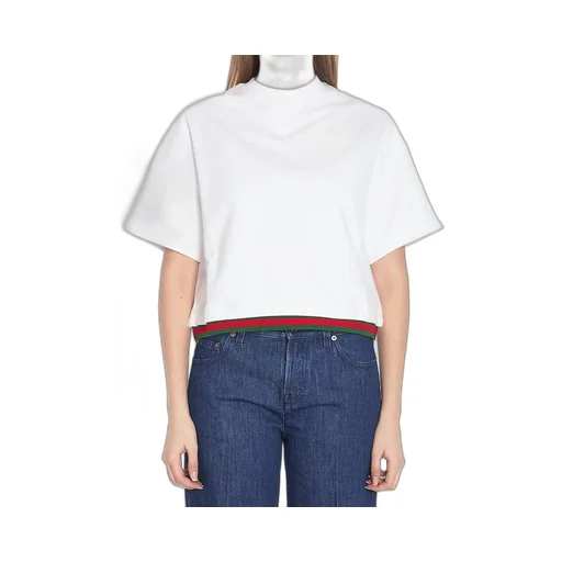 Gucci Web Detailed Cropped Jersey Top