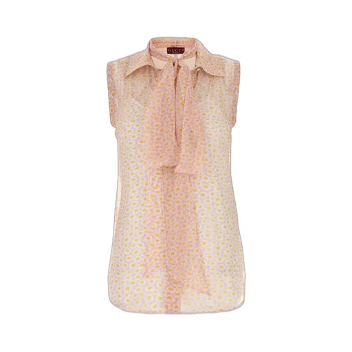 Gucci Printed Neck-Bow Sleeveless Top