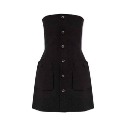 Gucci Strapless Buttoned Mini Dress
