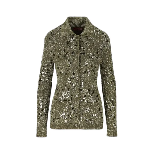 Gucci Polo Neck Tweed Cardigan