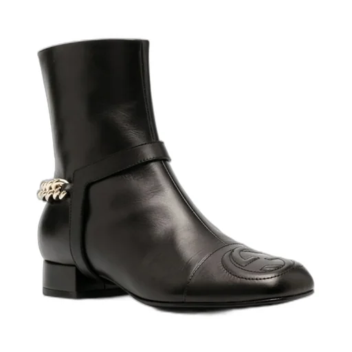Gucci Logo Embossed Ankle Boots