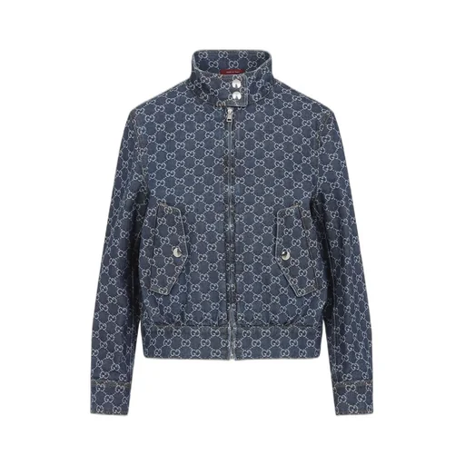 Gucci Monogrammed Zip-Up Denim Jacket