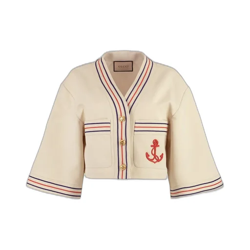 Gucci Anchor Embroidered Patch Detail Gauze Shirt