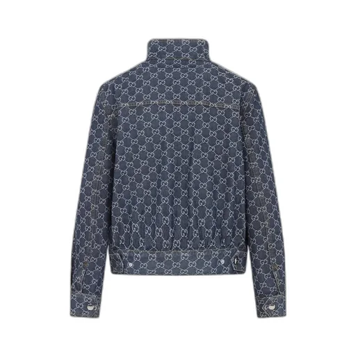 Gucci Monogrammed Zip-Up Denim Jacket