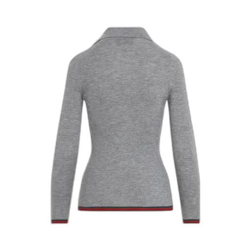 Gucci Ribbed Knit Long-Sleeve Polo Shirt