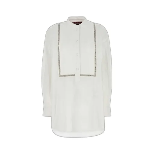 Gucci Picqué Embellished Poplin Blouse