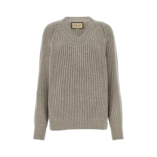 Gucci V-Neck Ribbed Knit Sweater