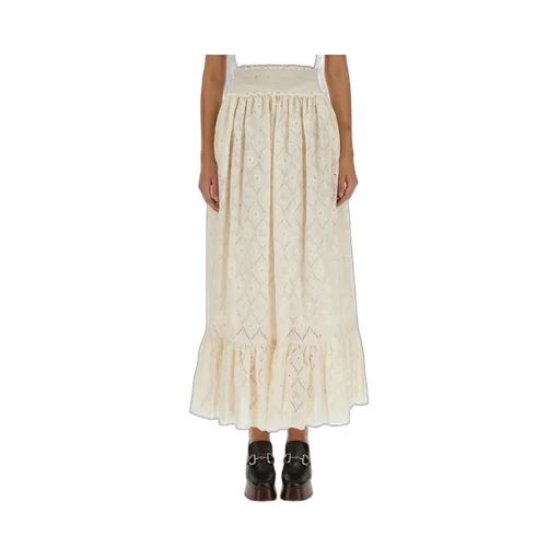 Gucci Broderie Anglaise Flared Hem Skirt