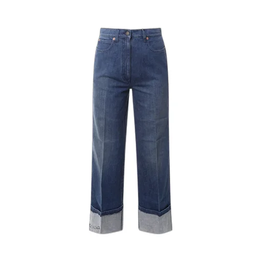 Gucci Logo Printed Wide-Leg Jeans